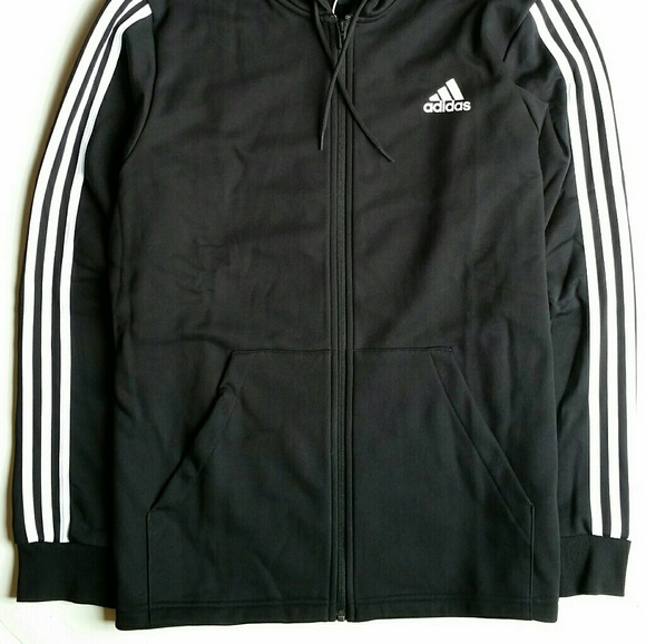 NEW Men's adidas Track Sweat Hoodie Black - Picture 3 of 3